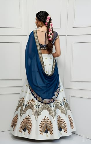 Image of Fancy Heavy Embroidery Work Shimmer Silk Semi-stitched Rajasthani Poshak Rajputi Lehenga Choli For Women