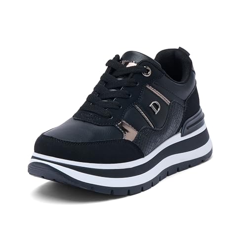 JOMIX Turnschuhe Damen Leicht Sportschuhe Sneaker rutschfeste Laufschuhe Trainers Fitness Gym Straßen Outdoor (Schwarz, 37EU, WSC250048)