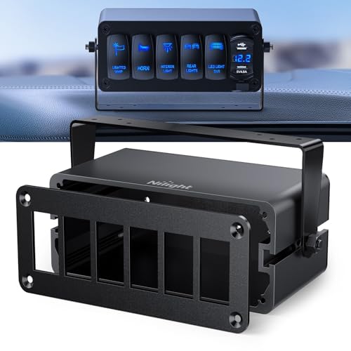 Image of Nilight 6 Gang Rocker Switch Box Detachable Housing 6 Holes Aluminum Panel