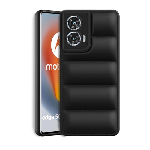Image of Amazon Brand - Solimo Rubber Puffer Case Camera Protection Soft Back Cover for Motorola Moto Edge 50 Fusion - Black