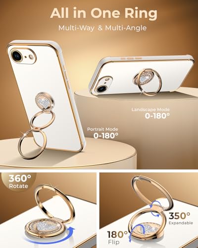 Coque iPhone 16E de luxe avec finitions or et béquille métallique robuste - 4