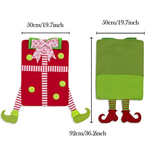 Valery-Madelyn-2-Pack-Delightful-Elf-Christmas-Chair-Covers-with-Elf-Legs-Dining-Chair-Slipcovers-Red-Green-White-Chair-Back-Covers-for-Xmas-Home-Kitchen-Decorations