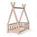 Lit pour Enfant VITALISPA TIPI, Indiens, lit, cabane pour Enfants, Bois, lit cabane 70 x 140 cm Naturel