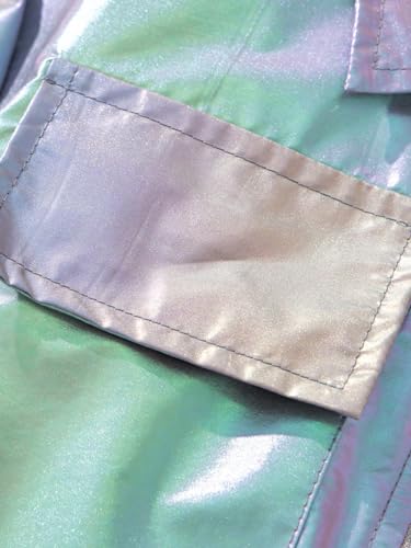 Image of WDIRARA Girl's 2 Piece Holographic Outfit Flap Pocket Zip Up Jacket and Elastic Waist Pants Set