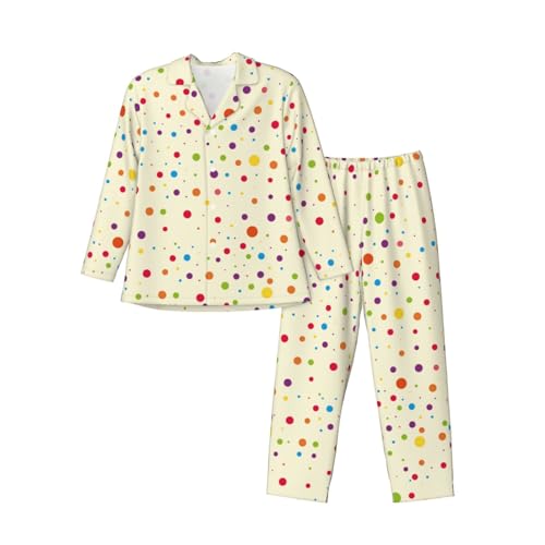 Polka Dots Mans Pajamas Long Sleeve Pajama Set Button Down Pj Pants Set Nightwear Soft Comfy Casual Homewear Suit
