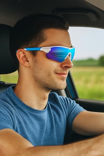 Image of Zynic Men's Stylish Sports Sunglasses with Case| UV400 Protection Classic Wrap Around Googles |Sports Shades for Driving,Cyclining Outdoor & Travel