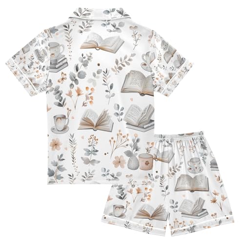 senya Books and Cute Cozy Things Satin Summer Pajama Sets Silk Short Sleeve Button Down Sleepwear2