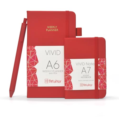 Image of Kitabby VIVID A6 Weekly Planner & A7 Notebook Combo - Red