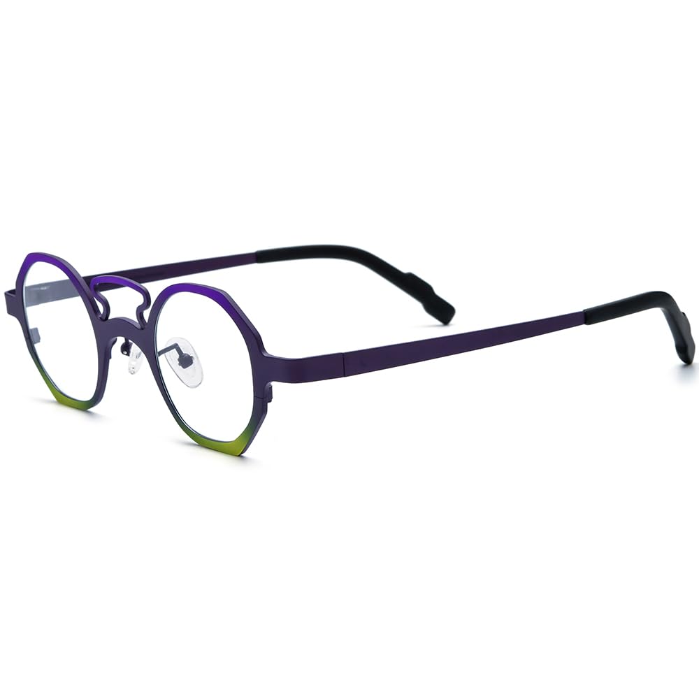 FONEX Colorful Pure Titanium Glasses Frame Women Retro Round Eyeglasses