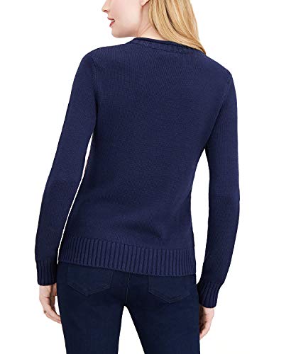 Image of Maison Jules Womens Striped Pullover Sweater, Blue, Small