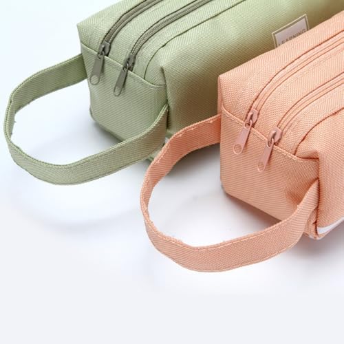Image of Big Capacity Pen Case - Large Pen Pouch with Durable Oxford Materials, Double Layer Zipper Open Bag for Office Adults (Beige)