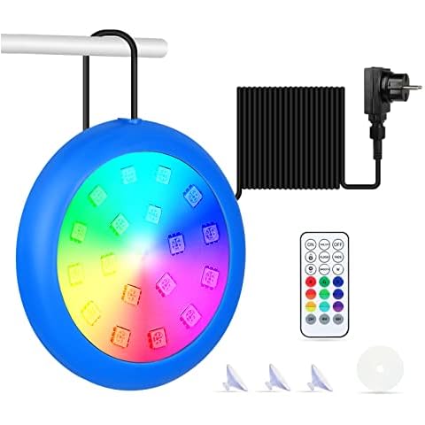 COOLWEST 10W Poolbeleuchtung für Aufstellpool, Poolbeleuchtung LED mit 7,0m Kabel, Poolbeleuchtung Unterwasser Licht mit Fernbedienung, Pool Lichter Unterwasser mit 18 LED Perlen, RGB Dimmbar Cover