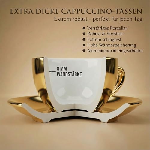 Tasses à cappuccino de 200 ml dorées version lourde italienne - 5