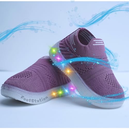 Image of Jugnu Toddler Boy's & Girl's LED Light-Up Shoes | Breathable Mesh First Walking Shoes with Soft Cushioned Insole & Stretchable Slipon Shoe for Infants & Kids (Age 18 Months to 5 Years)