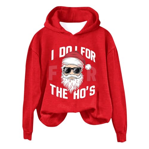 Sudadera con capucha para mujer, informal, con texto en inglés 'I Do It For The Ho's Funny Inappropriate Christmas Women Santa Pullover Hoodie Fleece Hoodie Blanket Women, rosso, XXL