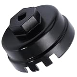 ELECHOI 64mm 14 Flutes/6 Slots Oil Filter Cap Wrench Removal Tool Socket Compatible with Toyota, Lexus, Prius, and Scion Vehicles Equipped with 1.8L 4-Cylinder engines, Black Heavy-Duty Aluminum
