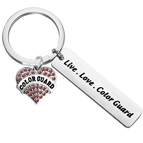 FEELMEM Color Guard Jewelry Color Guard Live Love Charm Keychain Winter Guard Senior Grad Gift Flag Girl Jewelry