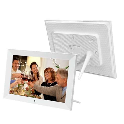 Frewurwer de Fotos Digital de 10 Pulgadas con Pantalla IPS HD de Visión, Álbum de Fotos, Reloj, Calendario, Reproductor de Vídeo, Enchufe Europeo.