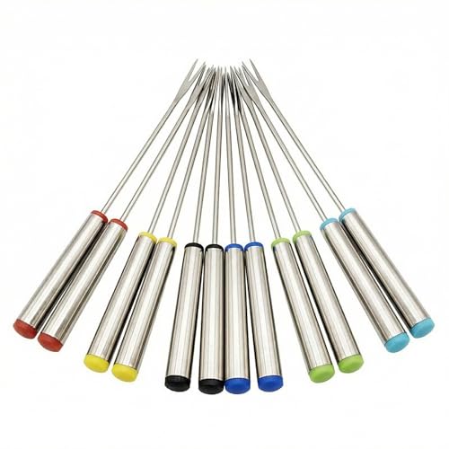 LifgWas 12pcs Fourchettes à Fondue en Acier Inoxydable, 24 cm de Long, Pour Fondue au Fromage, Chocolat, Brochettes de Marshmallows au Feu de Bois ou...