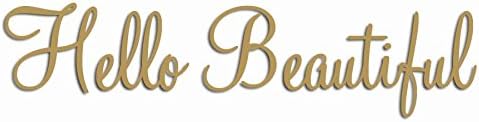 Hello Beautiful Wall Decal Inspirational Quotes Beauty Mirror Stickers #2 Version VWAQ-1656 (30 W X 8 H, Gold)