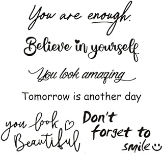 6pcs Inspirational Quotes Wall Stickers Motivational Mirror Decal Stickers Sayings Decal Mirror Quote Stickers for Bathroom Wall Decorations