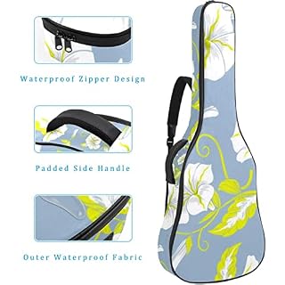 Housse étanche pour guitare acoustique avec double bandoulière et poche – Fond floral esthétique, Multicolore 10., 42… - Les Beatles, Paul McCartney, John Lennon, RIngo Starr, George Harrison Housse étanche pour guitare acoustique avec double bandoulière et poche - Fond floral esthétique, Multicolore 10., 42… – Image 4