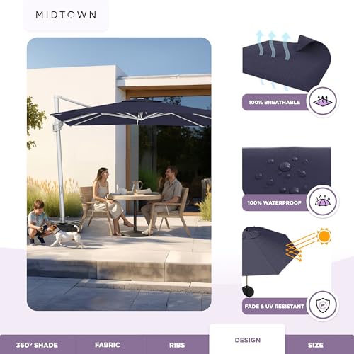 Image of Midtown Umbrellas Grande Square - 9 x 9 Ft Cantilever Umbrella