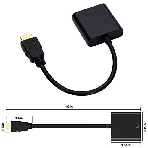 Image of BigPlayer HDMI to VGA Adapter Cable - HDMI Male to VGA Female Video Converter for Monitor, Projector, Display, Compatible with Laptop, PC, TV Box, Graphics Card, Plug and Play (Black)