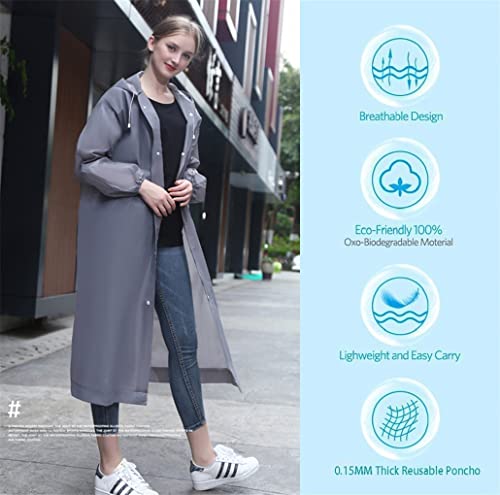 Image of Rain Poncho Raincoats for Adult Reusable - 2-5 Pack EVA Waterproof Rain Coat with Hood, Rain Gear for Men Women