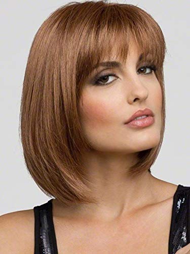 Carley Wig Color GOLDEN NUTMEG 11" Cutting Edge Bob Razored Edges Synthetic Hand Tied Monofilament Top Face Framing Tapered Layers Bundle MaxWigs Hairloss Booklet