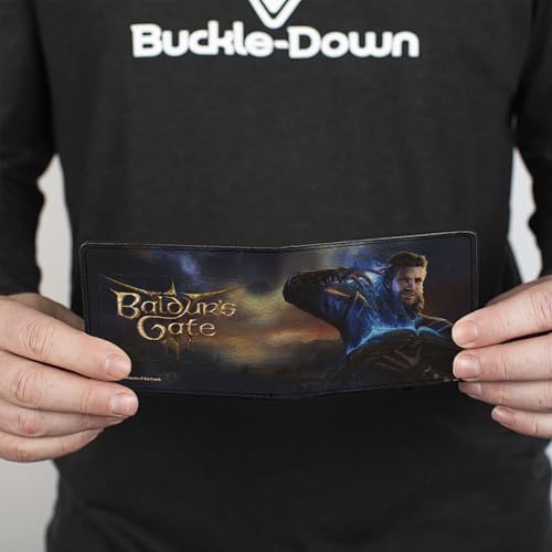 Buckle-Down Baldur's Gate III Wallet, Bifold, Baldurs Gate III Gale Magic Pose Scene and Title Logo, Vegan Leather4