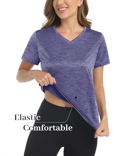 Image of MAGCOMSEN Women's Short Sleeve T-Shirt Quick Dry Athletic Tee Shirt Running Workout Yoga Top Tee Performance Shirts
