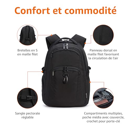 Sac A Dos Ordinateur Voyage : Amazon Basics Sac à dos de voyage pour ordinateur portable 17", N... – Image 2