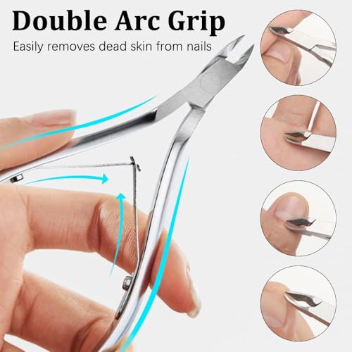 WOLMIK Nagelhautschneider, Edelstahl Profi Nagelhautzange für Maniküre und Pediküre, Nagelhautentferner Werkzeug für abgestorbene Haut, Hangnails und Nagelpflege
