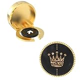 18K Yellow Gold Colour Plated Snap on Button Cover Cufflinks for Men - Stylish Accessories for Casual & Formal Shirts - Ideal Wedding, Birthday, & Anniversary Gift - Crown Style