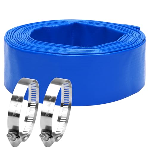 Lay-Flat Pool Backwash Hose 2 x 25ft Reinforced PVC