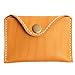Business Card Holder, Handmade Leather Card Wallet,Genuine Leather Front Pocket Minimalist Card Case(Yellow)