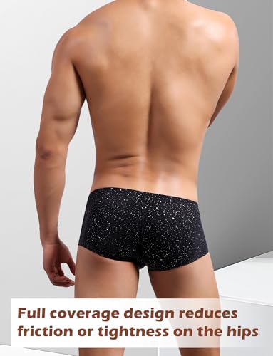 FEOYA Men's Sexy Shiny Sparkle Sequin Boxer Briefs Low Rise Pouch Trunks Underwear Stretchy Short Legs Underpants2