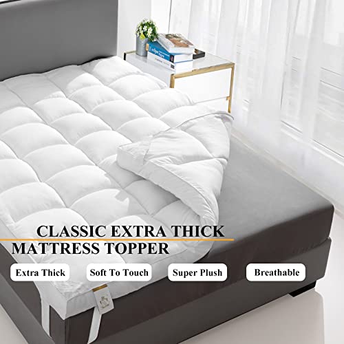 Extra Thick Mattress Topper Full For Firm Mattress, Plush & Soft Pillow Top Bed Topper For Cloud-Like Sleep & Back Pain Relief, Overfilled 1400Gsm Thick Mattress Pad Cover, Fit To 6”-22”Mattress #TOP1