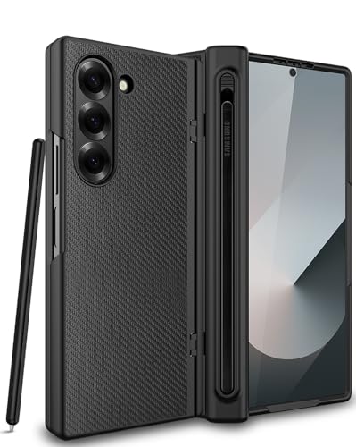 Coque Samsung Z Fold 6 avec porte-stylo et protecteur d'écran antichoc en cuir