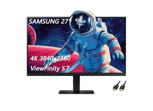 Image of Samsung 27 inch ViewFinity S7 Series 4K UHD Computer Monitor, High Resolution, Multiple Ports, Easy Setup Stand, Advanced Eye Care, 60Hz, 5ms, Black, with HDMI Cable