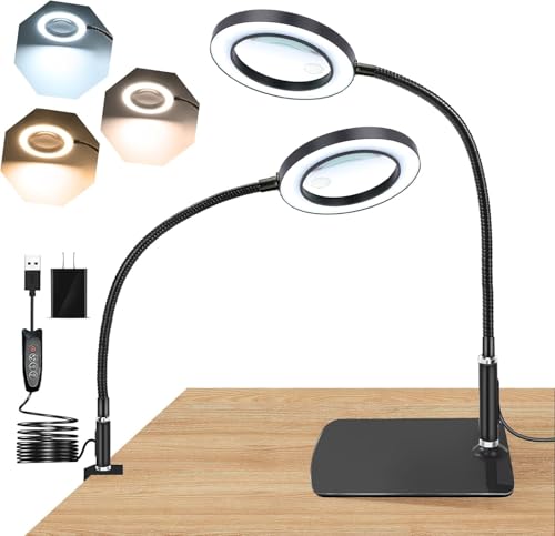 拡大鏡を読むためのランプ付きブラケット付きの虫眼鏡 W626D