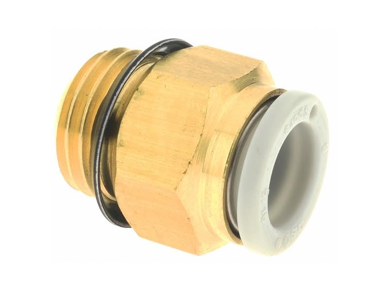 SMC KQ2H08-U02A 8 MM Tube OD, Brass Thread, Light Gray Release, Male Connector/Straight Union, ONE-Touch Fitting, Series KQ2, UNI 1/4 Port Size, White Body