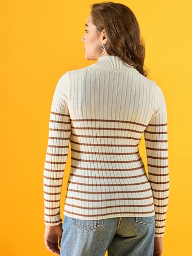 Image of 98 Degree Women Pure Cotton Turtle Neck Sweater Has A Full Sleeve & Straight Hem-AW25AZG1157-BLACK