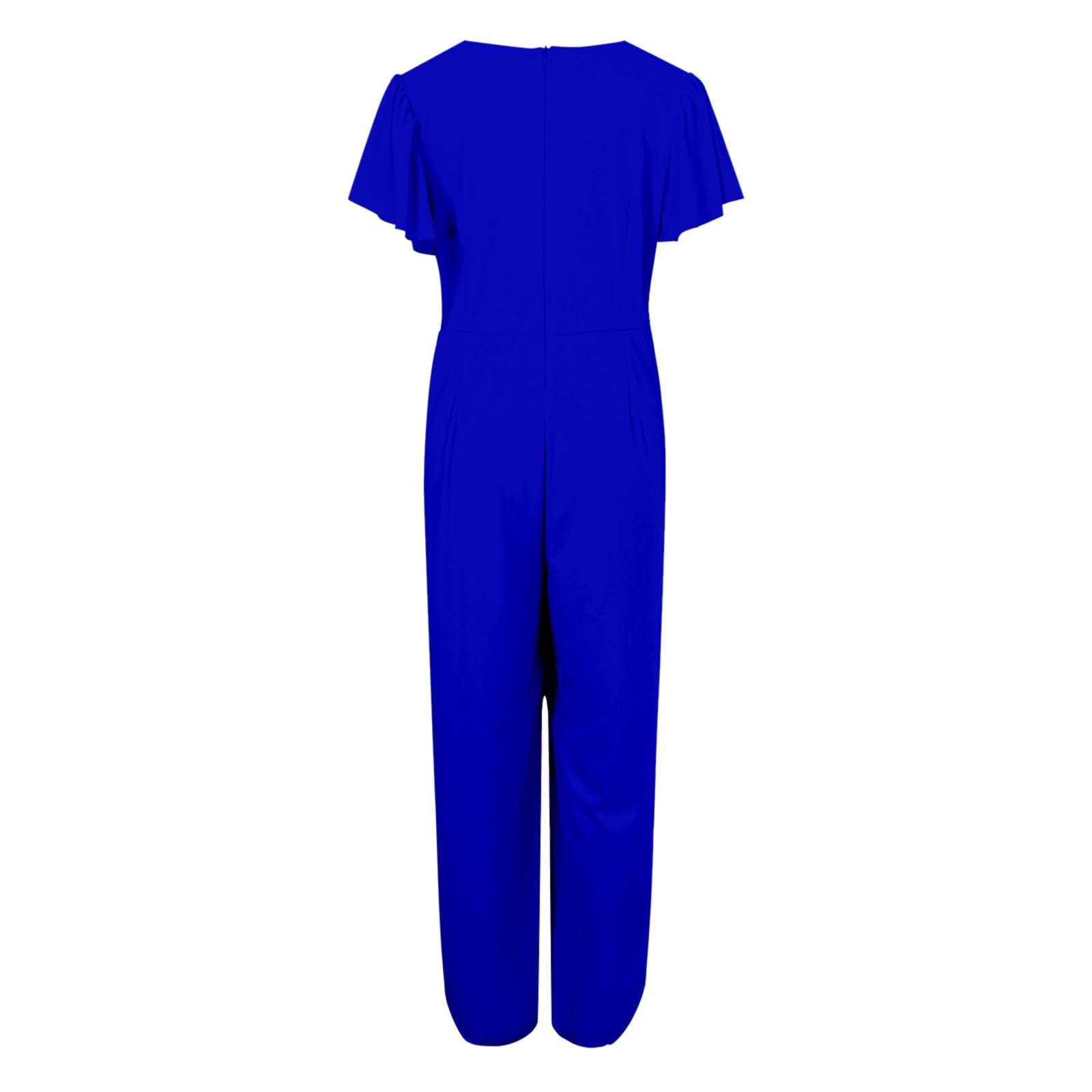Combinaison Femme Élégante Combinaison D'été Pour Femme, Combinaisons Elastique Avec Longue Jambe Large Taille Smockée Costume Femmes Léger Loose Respirant Pour Bureau Soirée Mariage Travail