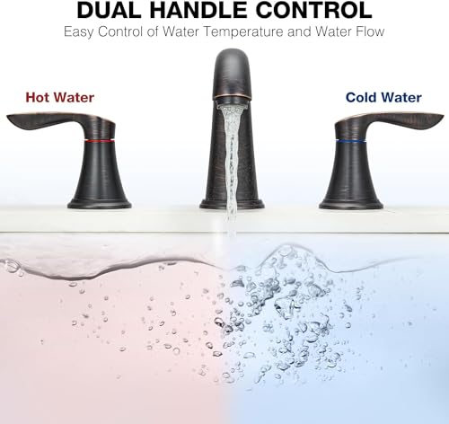 Bathroom Faucet, 8 Inch Bathroom Faucets for Sink 3 Hole, Widespread Brushed Nickel Bathroom Faucet with Pop up Drain and cUPC Lead-Free Hose (Oil Rubbed Bronze 2 Packs)