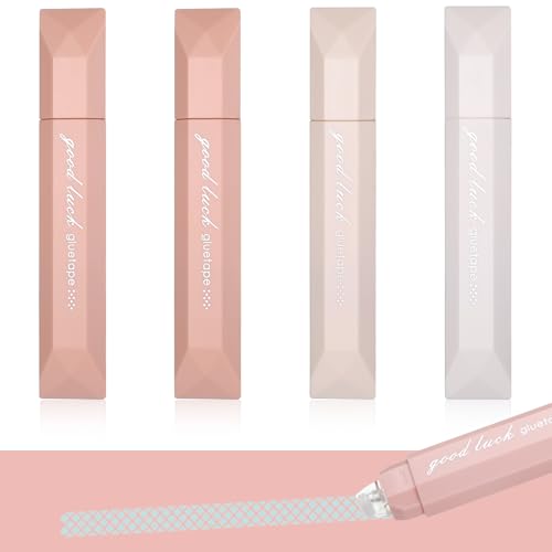 KFHENSOMR 4-Pack Double Sided Tape Roller Pens - Aesthetic White Glue
