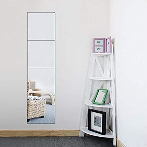 Beauty4U Tall Gym Mirror Tiles, 16” x 3 Pieces Full-Length Wall Mirror Set Frameless HD Image Vanity Mirror for Living Room Bedroom Home Décor