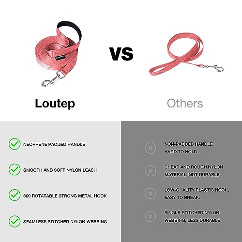 Loutep Trainingsleine für Hunde, 3 m, 5 m, 10 m, 15 m, 20 m, 25 m, 30 m, Starkes Nylonseil, extra Lange Leine, Hundeleine mit gepolstertem Griff für große, mittelgroße und kleine Welpen, Rückruf