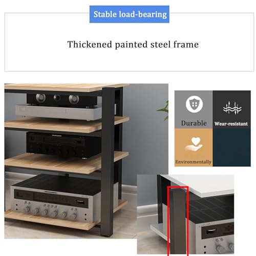 Mueble de audio Hi-Fi de madera con estantes para componentes AV de salón 6